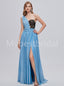 Sexy One shoulder Side slit A-line Prom Dresses,PDS0519