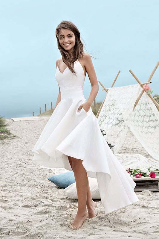 White High Low Simple Cheap Homecoming Dresses Online, BDY0335