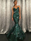 Sparkly V Neck Green Sequin Mermaid Long Prom Dress,Evening Party Dresses,PDY0162