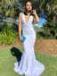 Sexy V-neck Mermaid Open Back Long Prom Dresses Online, PDS0167