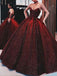 Sweetheart Red Ball Gown Long Evening Dresses With Beading,Cheap Prom Dresses,PDY0618