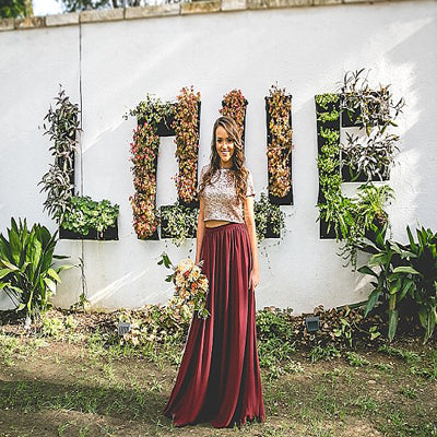 High Neck Two Piece Sequin Burgundy Bridesmaid Dress,Cheap Bridesmaid Dresses,WGY0204