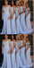 Mermaid Off-the-Shoulder Light Blue Bridesmaid Dresses,Cheap Bridesmaid Dresses,WGY0340