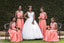 Peach Mismatched Lace Bodice Long Chiffon Cheap Bridesmaid Dresses Online, WGY0315