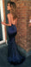 Mermaid Navy Blue V Neck Backless Evening Dresses ,Cheap Prom Dresses,PDY0623