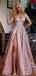 Spaghetti Strap A-Line Side Slit Long Prom Dresses,Cheap Prom Dresses,PDY0521
