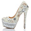 Super High Heels Handmade Pearls Rhinestone Pointed Toe Crystal Wedding Shoes, SY0137