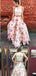 Two Piece Round Neck Floral Lace Prom Dresses,Cheap Prom Dresses,PDY0492