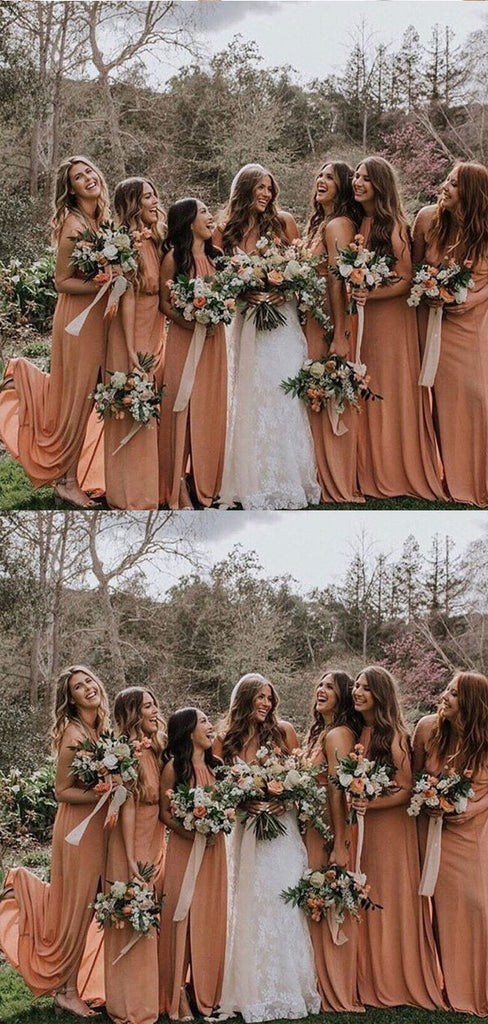 A-line Dusty Orange Chiffon Bridesmaid Dresses,Cheap Bridesmaid Dresses,WGY0379