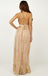 A-line Spaghetti Straps V-neck Gold Lace Evening Dresses ,Cheap Prom Dresses,PDY0616