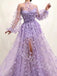 Sexy Sweetheart Long sleeves A-line Long Prom Dress,PDS1037