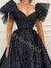 Elegant V-neck Cap sleeves A-line Prom Dresses,PDS0827