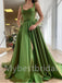 Elegant Sweetheart Spaghetti straps Side slit A-line Prom Dresses,PDS0563