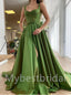 Elegant Sweetheart Spaghetti straps Side slit A-line Prom Dresses,PDS0563
