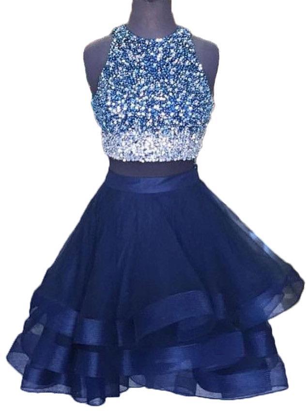 Sexy Open Back Two Pieces Red Homecoming Dresses 2018, BDY0242