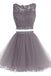 Sexy Two Pieces Burgundy  Lace Beaded Short Homecoming Dresses 2018, BDY0342