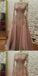 A-line Lone Sleeves beaded Pink Lace Prom Dress ,Cheap Prom Dresses,PDY0409
