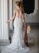 Simple Halter Mermaid Lace applique Wedding Dresses, WDY0241