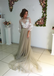 Long Sleeve White Lace Top See Through Elegant Long A-line Tulle Prom Dresses, BG0226