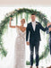 Simple V-neck Spaghetti straps Off-shoulder A-line Wedding Dresses, WDY0230