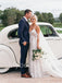 Simple V-neck Spaghetti straps Off-shoulder A-line Wedding Dresses, WDY0230