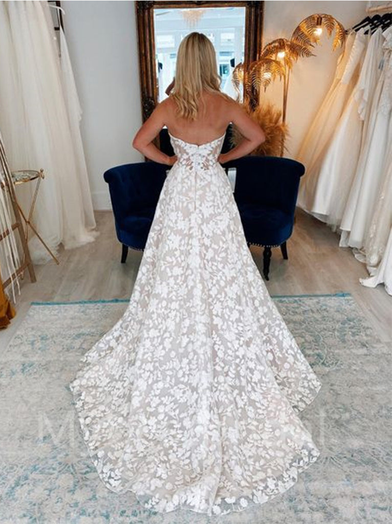 Sexy Sweetheart A-line Lace appique Wedding Dresses, WDY0235