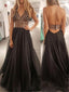 Halter Prom Dresses, V-neck Prom Dresses, Black Prom Dresses, Cheap Prom Dresses, BG0425
