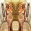 Spaghetti Sexy Backless Long Sheath Gold Lace Side Slit Prom Dresses, BG0231