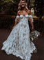 Simple Sweetheart Off-shoulder A-line Lace applique Wedding Dresses, WDY0256