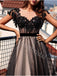 Elegant V-neck Cap sleeves A-line Prom Dresses,PDS0807