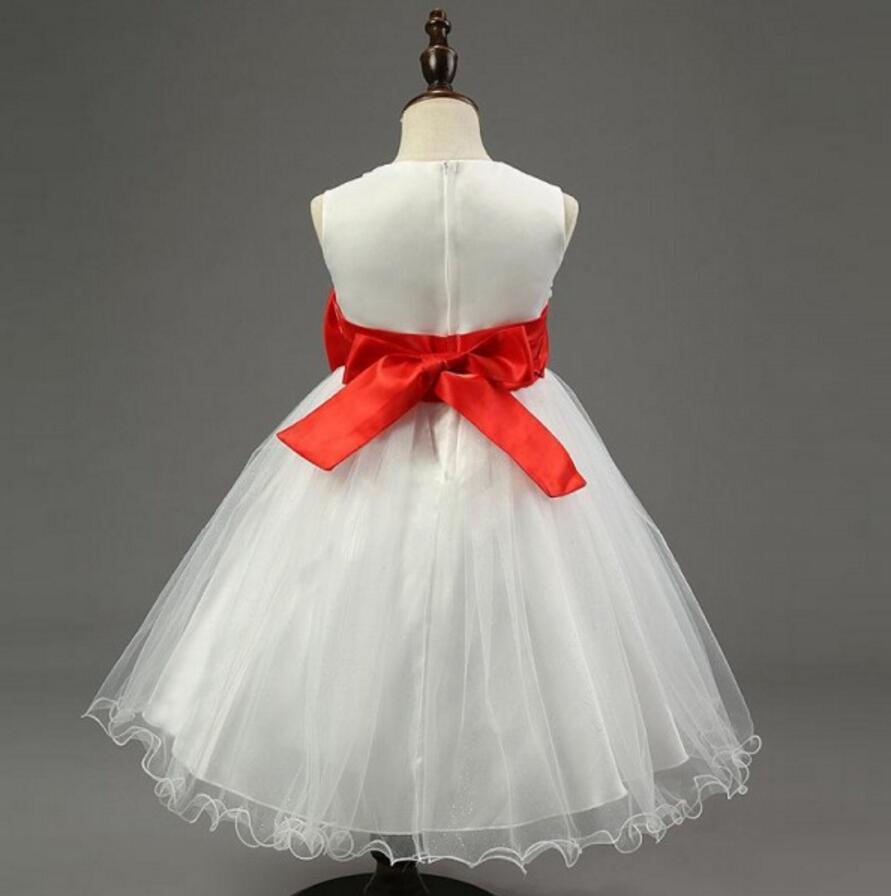 Ivory Online Princess Flower Girl Dresses, Weding Little Girl Dresses with Pink Bow, FGY0139