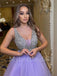 Simple V-neck A-line Sleeveless Prom Dresses , PDS0333