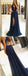 A-Line Navy Blue Chiffon Prom Dress With Lace Split ,Cheap Prom Dress,PDY0397