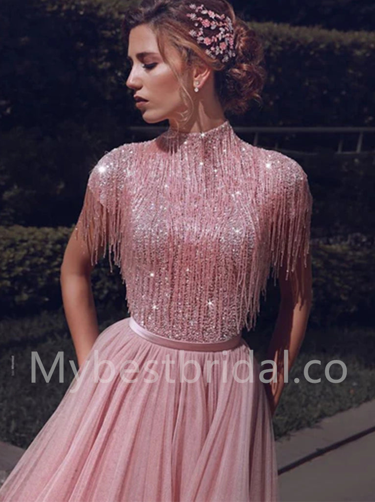 Elegant Strapless Cap sleeves A-line Prom Dresses,PDS0526