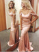 Mermaid Off-The Shoulder Pink Satin Prom Dresses,Cheap Prom Dresses,PDY0647