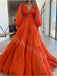 Elegant V-neck Long sleeves A-line Prom Dresses,PDS0791