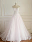 Strapless Pale Pink Long Custom Cheap Custom Wedding Dresses, WDY0177