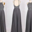 Hot Selling A-Line Prom Dress,Halter Gray Backless Prom Gown,Long Beading Prom Dress,Gray Evening Dress , PDY0180