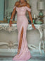 Sexy V-neck Off-shoulder Side slit Mermaid Prom Dresses , PDS0397
