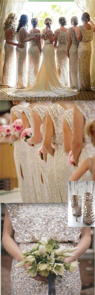 Popular Sparkly Bling Sequin Long On Sale Wedding Guest Dresses Formal Charming Bridesmaid Dresses, WGY0269