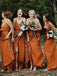 Spaghetti Straps Burnt Orange Cheap Bridesmaid Dresses Online, WGY0308