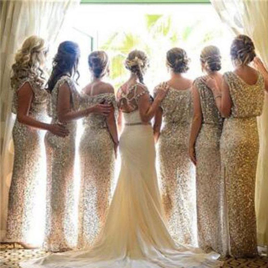 Popular Sparkly Bling Sequin Long On Sale Wedding Guest Dresses Formal Charming Bridesmaid Dresses, WGY0269