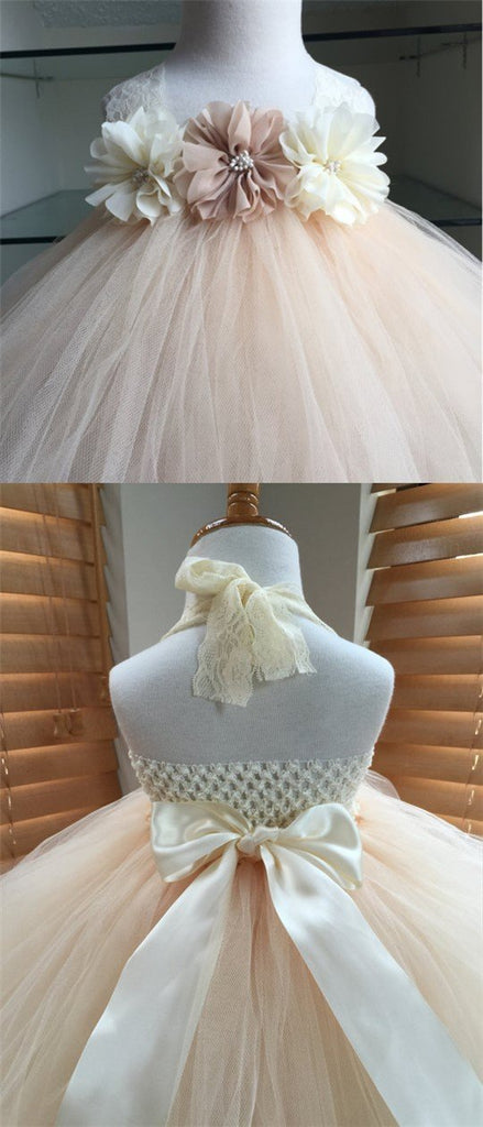 Lace Strap Handmade Flower Pixie Tutu Dresses, Afford Flower Girl Dresses,  FGY0145