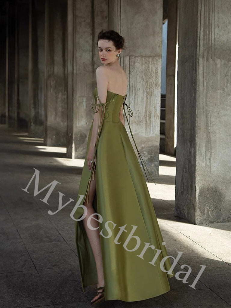 Elegant Strapless Sleeveless A-line Long Prom Dress,PDS1035