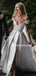 Newest Off-shoulder A-line Side Slit Simple Wedding Dresses. WDS0098