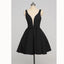 Simple Black V Neck Short Cheap Custom Homecoming Dresses 2018,BDY0226