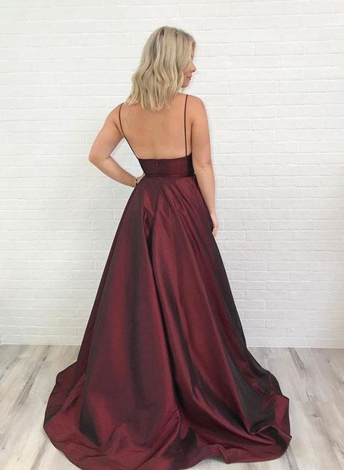 Simple V-neck Long A-line Prom Dresses, Cheap Prom Dresses, BG0445