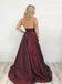 Simple V-neck Long A-line Prom Dresses, Cheap Prom Dresses, BG0445