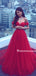 A-Line Off-the-Shoulder Court Train Dark Red Tulle Prom Dress With Beading ,Wedding Dress,Party Dresses,PDY0325