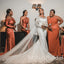 Mismatched One-shoulder Pleats Mermaid Sleeveless Bow knot Elegant Simple Long Bridesmaid Dresses,BDS0193